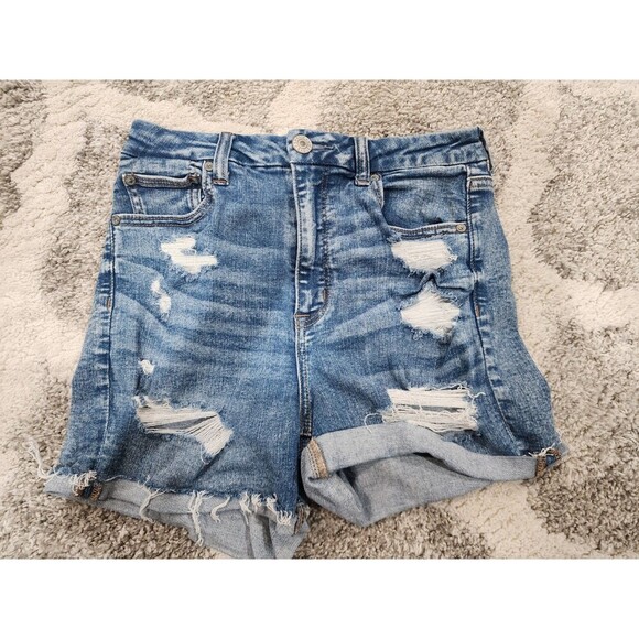 American Eagle Outfitters Pants - American Eagle  Size 10 Curvy Hi Rise Shortie Next Level Stretch Distressed